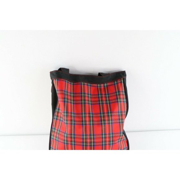 Vintage 90s Disney Winnie the Pooh Spell Out Plaid Handled Tote Bag Sack Red main image 8